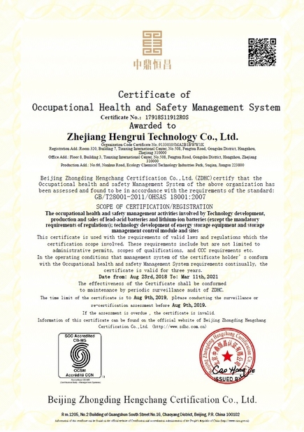 중국 Zhejiang Hengrui Technology Co., Ltd. 인증
